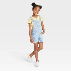 Girls' Jean Shortalls Cat & Jack Light Wash Blue Medium